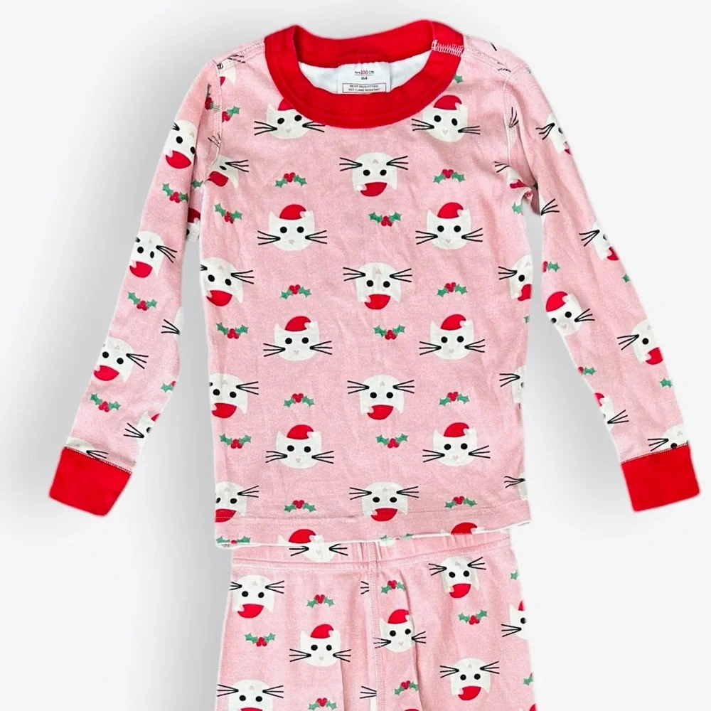 Hanna Andersson Girls Kitty Cat Organic PJ Long Sleeve Pajama Set